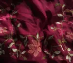 Maroon Designer Saree highlighted Cross Stitch Embroidery - Image 7