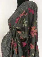 Grey Designer Saree highlighted Cross Stitch Embroidery - Image 4