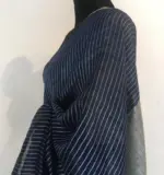 Navyblue Pure Linen Saree  highlighted in Striped Pattern - Image 5