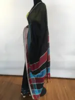 Black Mangalagiri Handwoven Cotton Saree highlighted with Contrast Border - Image 3