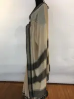 Ivory Mangalagiri Handwoven Cotton Saree highlighted with Contrast Border - Image 3
