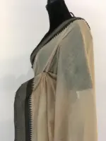 Ivory Mangalagiri Handwoven Cotton Saree highlighted with Contrast Border - Image 6