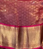 Bottle Green Organza Silk Saree with Kanchi Silk Border - Image 6