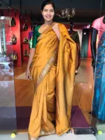 Mustard Banarasi Silk Saree highlighted with Gold Weaves - Image 2