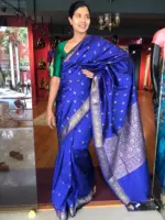 Royal Blue Banarasi Silk Saree highlighted with Gold Weaves - Image 3