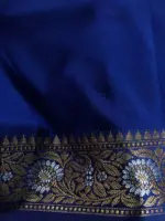 Royal Blue Banarasi Silk Saree highlighted with Gold Weaves - Image 5