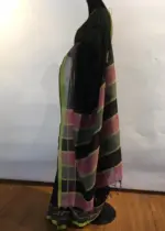 Black Mangalagiri Handwoven Cotton Saree highlighted with Contrast Border - Image 4