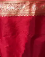 Red Banarasi Silk Saree with Beautiful Meenakari Weaves in Vanasingaram Design - Image 8