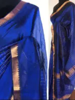 Royal Blue Mangalagiri Silk Saree with Gold Zari Checks