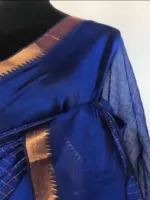 Royal Blue Mangalagiri Silk Saree with Gold Zari Checks - Image 4