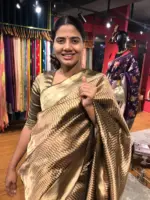 Metallic Gold Tissue Organza Silk Saree