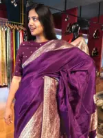 Purple Dola Silk Saree with Antique Zari Weaves