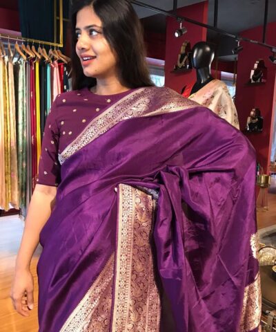 Purple Dola Silk Saree with Antique Zari Weaves