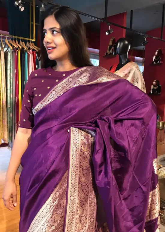 Purple Dola Silk Saree with Antique Zari Weaves