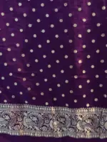 Purple Dola Silk Saree with Antique Zari Weaves - Image 7