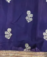 Purple Leheriya Organza Silk Saree highlighted with Hand Embroidered Border - Image 7