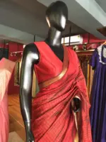 Maroon Mangalagiri Silk Saree Handwoven in Gold Zari Checks