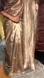Gold Printed Tissue Organza Silk Saree - Image 6