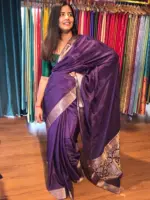 Purple Dola Silk Saree highlighted with Gold Zari Border