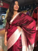 Maroon Mangalagiri Silk Saree with Kanchi Silk Border