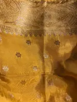 Golden Yellow Dola Silk Saree highlighted with Gold Zari Border - Image 6