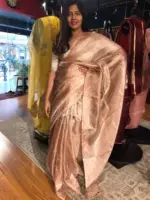 Peach Pure Tussar Tissue Silk Saree - Image 2