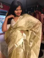 Pista Green Pure Tussar Tissue Silk Saree