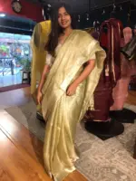 Pista Green Pure Tussar Tissue Silk Saree - Image 5