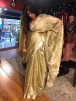 Pista Green Pure Tussar Tissue Silk Saree - Image 6