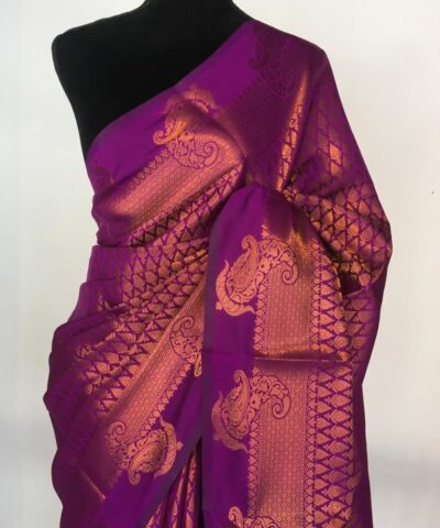 Majenta Pink Banarasi Silk Saree highlighted with zari weaves