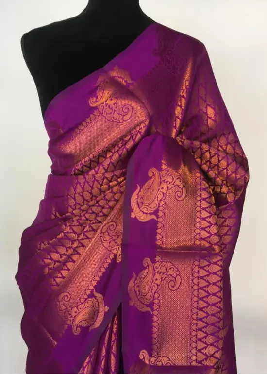Majenta Pink Banarasi Silk Saree highlighted with zari weaves
