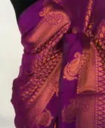 Majenta Pink Banarasi Silk Saree highlighted with zari weaves - Image 4