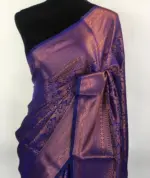 Blue Banarasi Silk Saree highlighted with zari weaves