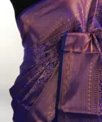 Blue Banarasi Silk Saree highlighted with zari weaves - Image 4