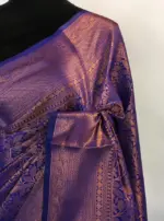 Blue Banarasi Silk Saree highlighted with zari weaves - Image 6