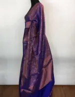 Blue Banarasi Silk Saree highlighted with zari weaves - Image 2