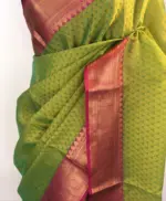Green kora Silk Saree highlighted with zari weaves - Image 5