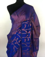 Royal blue kora Silk Saree highlighted with zari weaves
