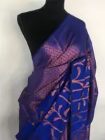 Royal blue kora Silk Saree highlighted with zari weaves - Image 4