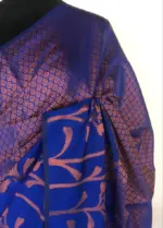 Royal blue kora Silk Saree highlighted with zari weaves - Image 6