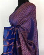 Royal blue kora Silk Saree highlighted with zari weaves - Image 5