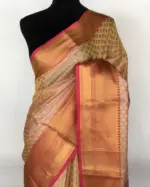 Yellow kora Silk Saree highlighted with zari weaves - Image 3
