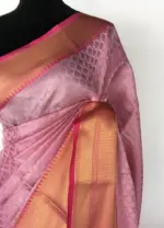 Pink kora Silk Saree highlighted with zari weaves - Image 4