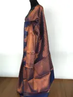 Navy blue Banarasi Silk Saree highlighted with zari weaves - Image 2