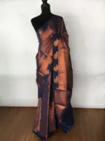 Navy blue Banarasi Silk Saree highlighted with zari weaves - Image 5