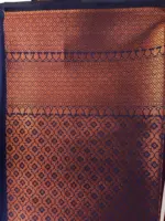 Navy blue Banarasi Silk Saree highlighted with zari weaves - Image 8