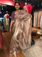 Mauve Tissue Silk Saree highlighted with Zari Checks - Image 7