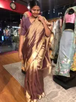 Purple Tissue Silk Saree highlighted with Tanchui Weaves - Image 4