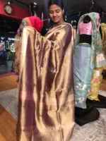 Purple Tissue Silk Saree highlighted with Tanchui Weaves - Image 3