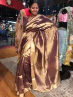 Purple Tissue Silk Saree highlighted with Tanchui Weaves - Image 2
